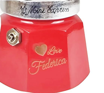 Moka Caffettiera Mini Express Personalizzata | Incisione al Laser di una dedica o un Nome sulla Base in Alluminio