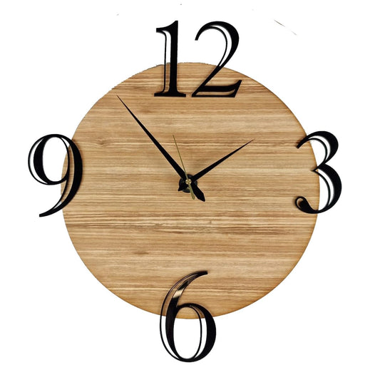 Orologio da Parete in Legno di Ebano, Design Moderno, Numeri Grandi in Plexiglass Nero, Diametro 40 cm, Personalizzabile con dedica, nome o immagine.