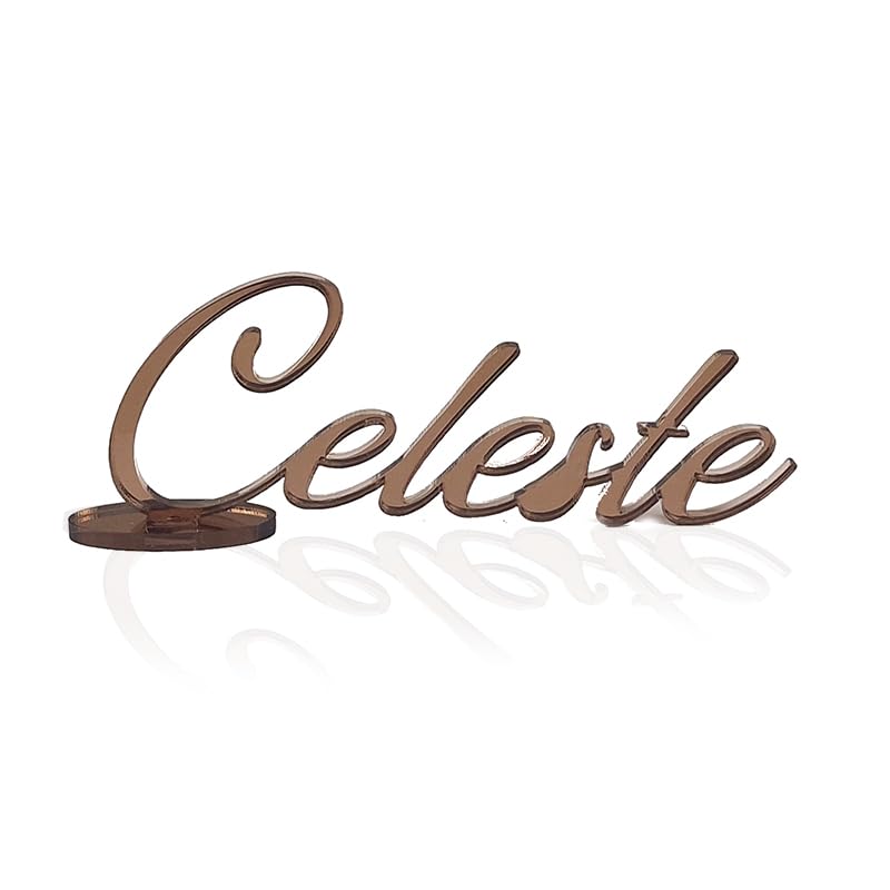 Scritta Personalizzata in Plexiglass Specchiato Spessore 3mm | Nome Inciso al Laser | Topper per Tavolo Torta, Gadget o Decorazione, Misure a Scelta