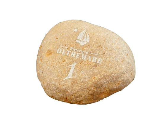Segnatavoli in Pietra Naturale, Diametro 7-10 cm, Grigio-Rosa, Personalizzabili