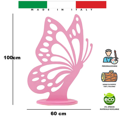 Farfalla da 1 Metro | Struttura per Allestimenti Party, Sagoma in Legno spessore 8mm con Solida Base | Backdrop per Scenografie e Weddind